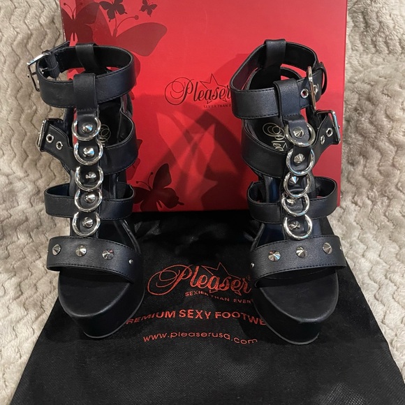 BNWB SIZE 9 PLEASER DELIGHT-658 6” T-STRAP CLOSE BACK EXOTIC DANCE SHOES - Picture 11 of 15